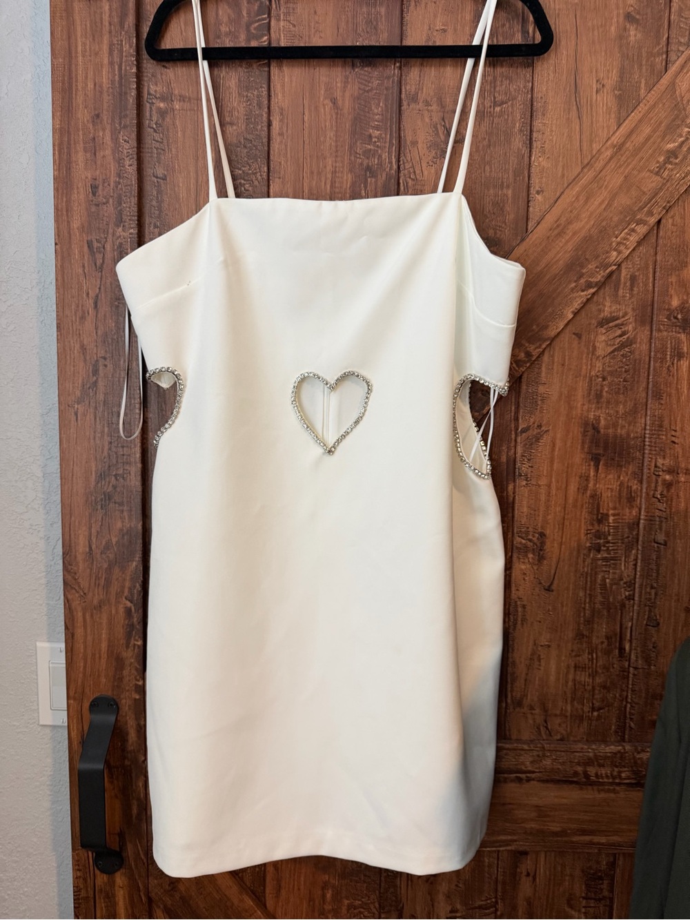 Nasty Gal White Mini Dress with Crystal Heart Cutouts